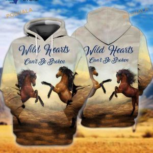 Horses Wild Hearts Cant Be Broken For Christmas 3D Hoodie Sweatshirt