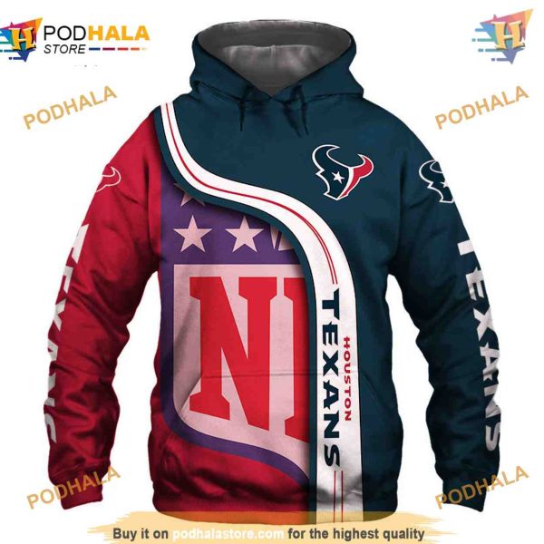 Houston Texans 3D Hoodie Pullover Sweatshirt