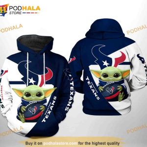 Houston Texans NFL Baby Yoda Team 3D Hoodie Sweatshirt