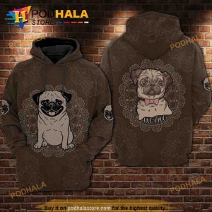 Hug A Pug All Over Print 3D Hoodie Sweatshirt