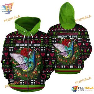 Hummingbird Through The Snow Unisex 3D Hoodie Sweatshirt