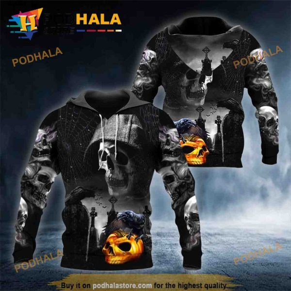 Hunter Gold Skull Halloween 3D Hoodie Sweatshirt