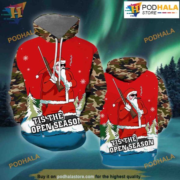 Hunting Santa Xmas 3D Funny Hoodie Christmas