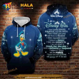 I Am A Disney Girl Donald Duck Blue All Over Print 3D Hoodie