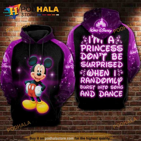 I Am A Disney Princess Mickey All Over Print 3D Hoodie