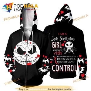 I Am A Jack Skellington Girl Was Born With Heart On My Sleeve 3D Hoodie