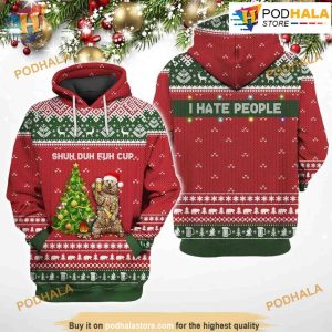 I Hate People Christmas Bear 3D Funny Hoodie Christmas