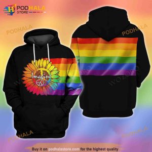 Imagine Flag Sunflower Hippie 3D Hoodie Sweatshirt