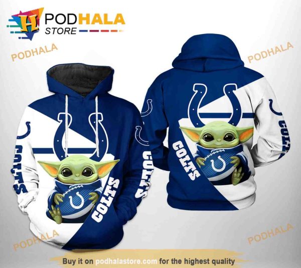 Indianapolis Colts NFL Baby Yoda Team 3D Hoodie