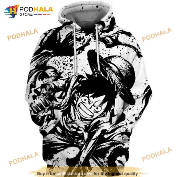 Ink Monkey D Luffy One Piece All Over Printing 3D Hoodie Sweatshirt