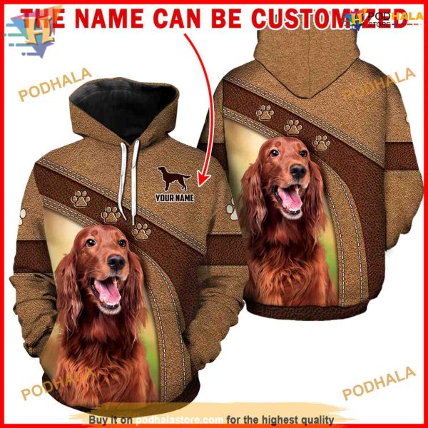 Irish Setter Leather Pattern Full Animal Costume All Over Printed 3D Hoodie