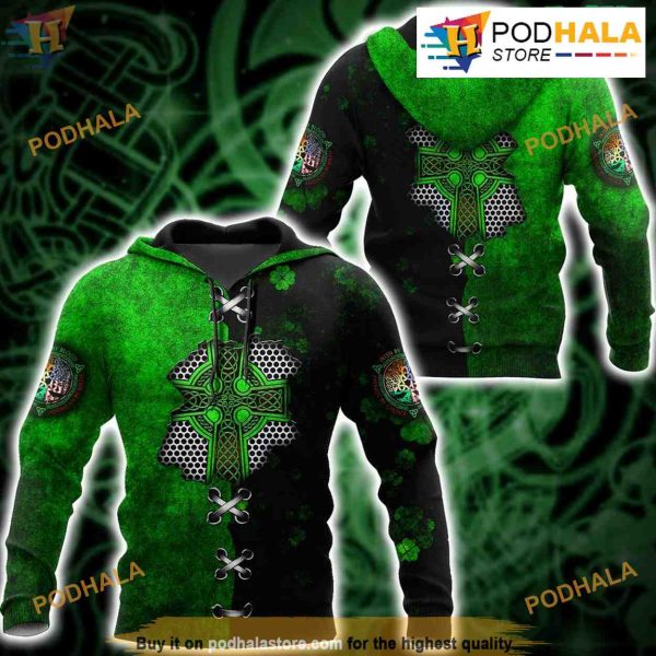 Irish St.Patrick Celtic Knot Full Over Printed Unisex 3D Hoodie