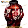 Itachi Blood Moon Naruto Anime All All Over Printing 3D Hoodie