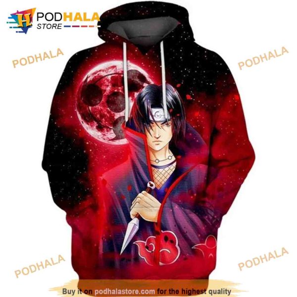 Itachi Uchiha Dread Eyes Naruto Anime All Over Printing 3D Hoodie