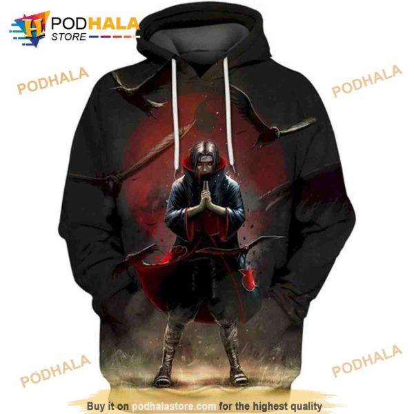 Itachi Uchiha Sharingan Naruto Anime All Over Printing 3D Hoodie