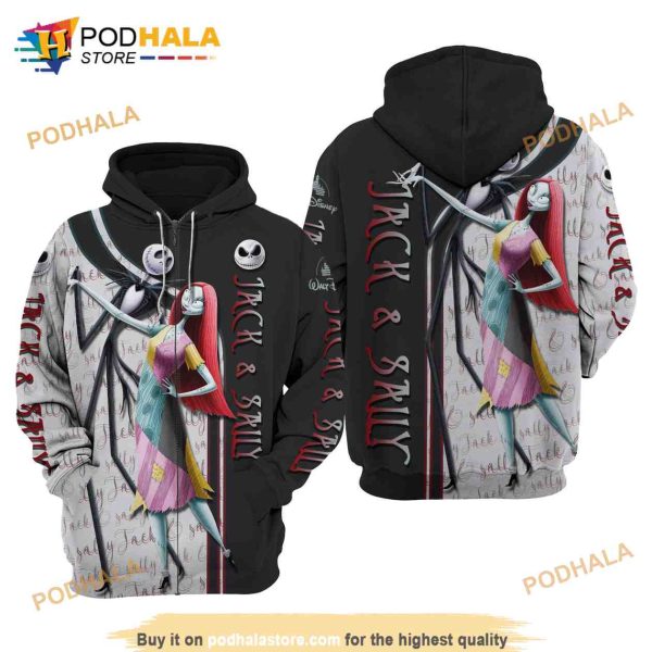 Jack & Sally Disney Unisex Cartoon Graphic 3D Hoodie