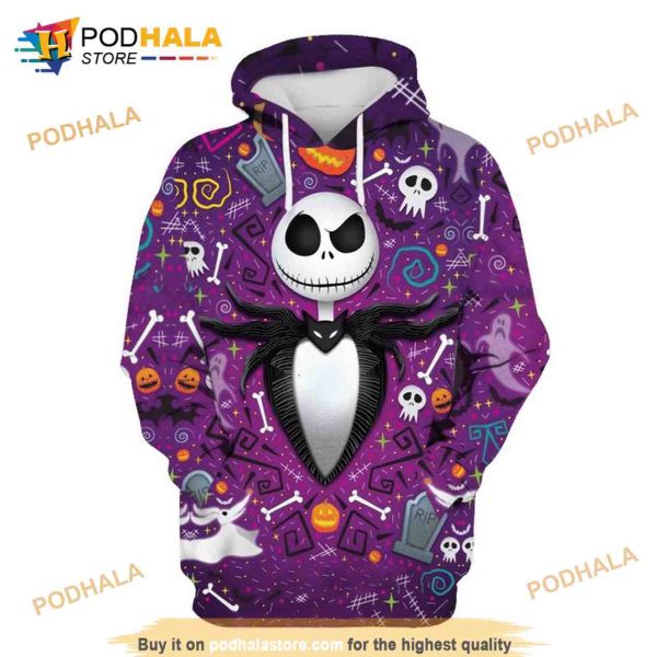 Jack Skellington Background Funny Halloween 3D Hoodie