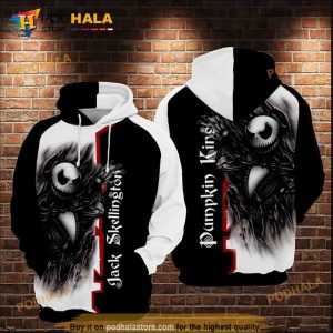 Jack Skellington Black White Over Print 3D Hoodie