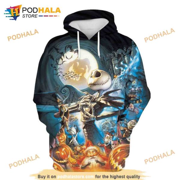 Jack Skellington Pumpkin Scary Santa Sally Funny Halloween 3D Hoodie