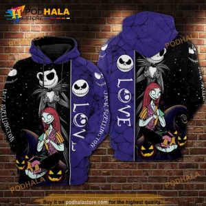 Jack Skellington and Sally Love Halloween 3D Hoodie