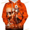 Jack Skellington and Sally Scare Pumpkin Funny Halloween 3D Hoodie