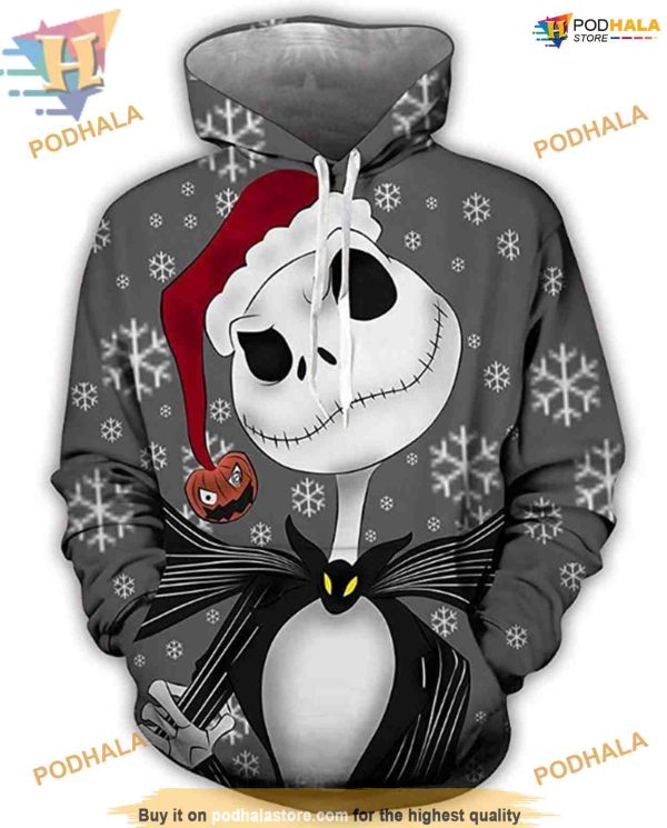 Jack With Christmas Hat 3D Hoodie