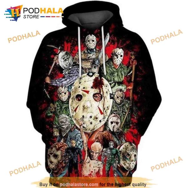 Jason Voorhees Halloween Horror Character 3D Hoodie