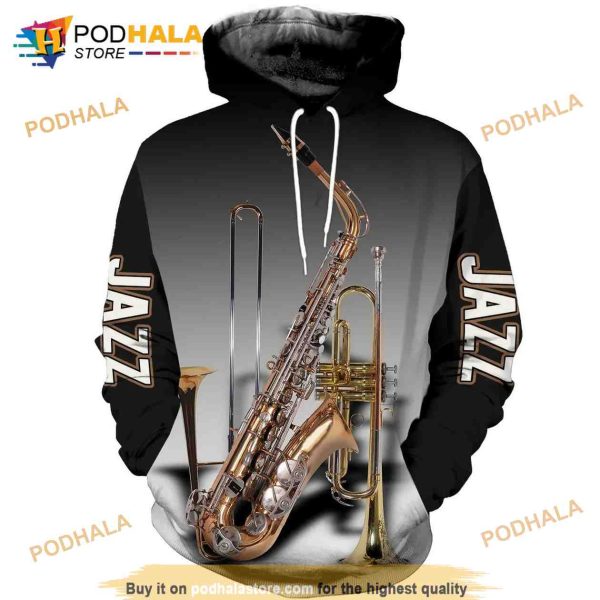 Jazz Musical Instruments Aop All Over Printed Unisex 3D Hoodie Sweatshirt