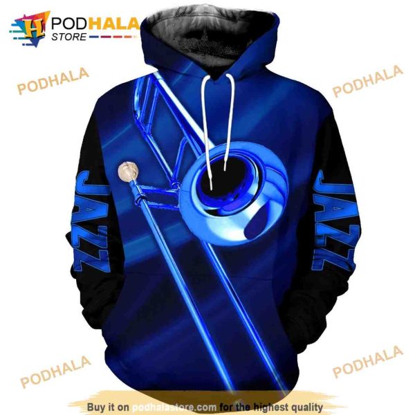 Jazz Trombone Blue Aop All Over Printed Unisex 3D Hoodie Sweatshirt