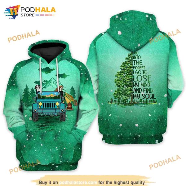 Jeep Girl Into Forest Camping Christmas 3D Hoodie Sweatshirt