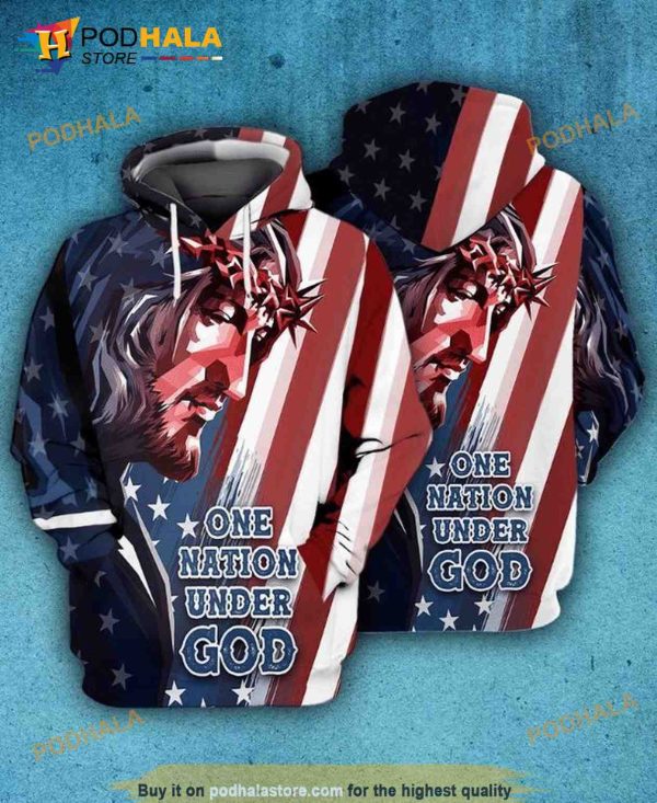 Jesus One Nation Under God 3D Hoodie Sweatshirt