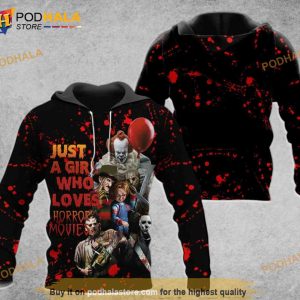 Just A Girl Who Loves Horror Movies Halloween 3D Hoodie Sweatshirt