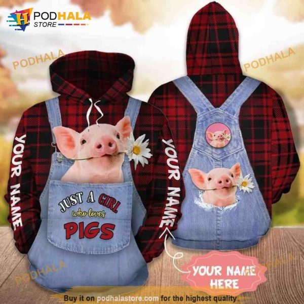 Just A Girl Who Loves Pigs Full Printing 3D Hoodie Sweatshirt