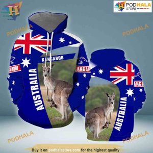 Kangaroo Happy Australia Day All Over Printed 3D Hoodie Sweatshirt