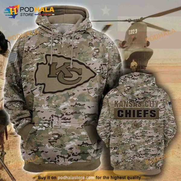 Kansas City Chiefs Camouflage Veteran 3D Cotton Hoodie