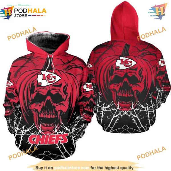 Kansas City Chiefs Hoodie 3D Halloween Pumpkin Print