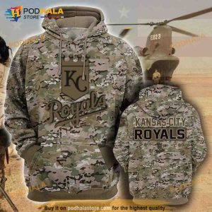 Kansas City Royals Camouflage Veteran 3D Cotton Hoodie