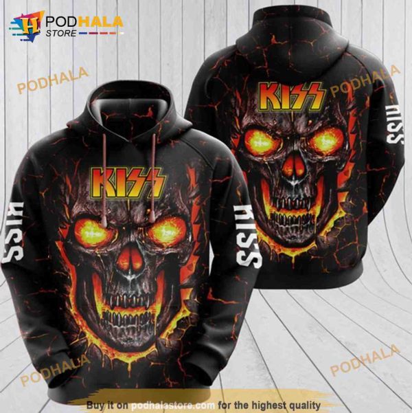 Kiss Rock Band Skull Black 3D Hoodie Sweatshirt