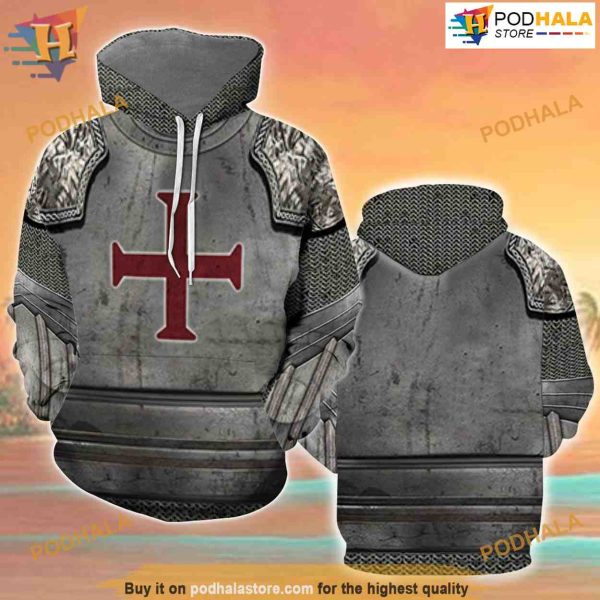 Knight Templar Gray All Over Printed 3D Hoodie Sweatshirt