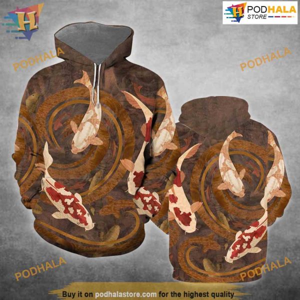 Koi Fish Vintage All Over Printed 3D Hoodie Sweatshirt