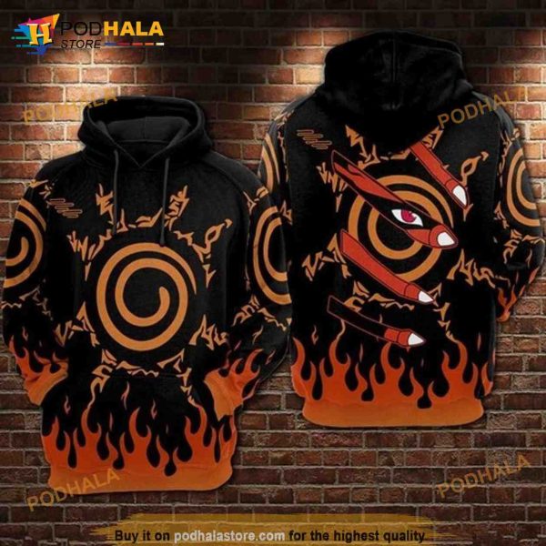 Kurama And Naruto Anime All Over Print 3D Hoodie Sweatshirt