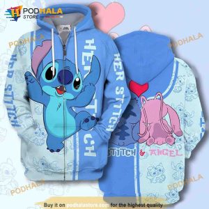 Las Her Stitch Adorable Couple All Over Print 3D Hoodie Sweatshirt