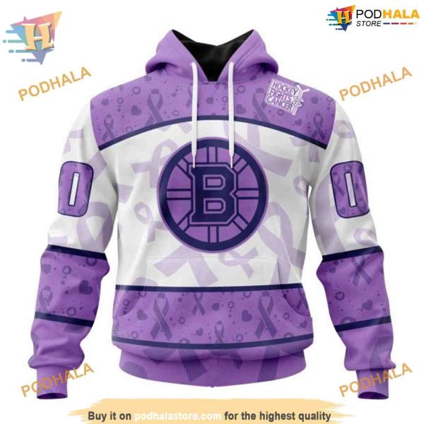 Lavender Fight Cancer Special Personalized NHL Boston Bruins Hoodie 3D