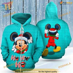 Light Blue Santa Mickey 3D Hoodie