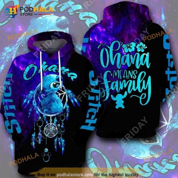 Lilo And Stitch Ohana Means Family Dreamcatcher Galaxy Style 3D Hoodie Sweatshirt