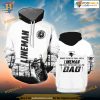 Lineman Black White Cool All Over Printed 3D Hoodie Sweatshirt