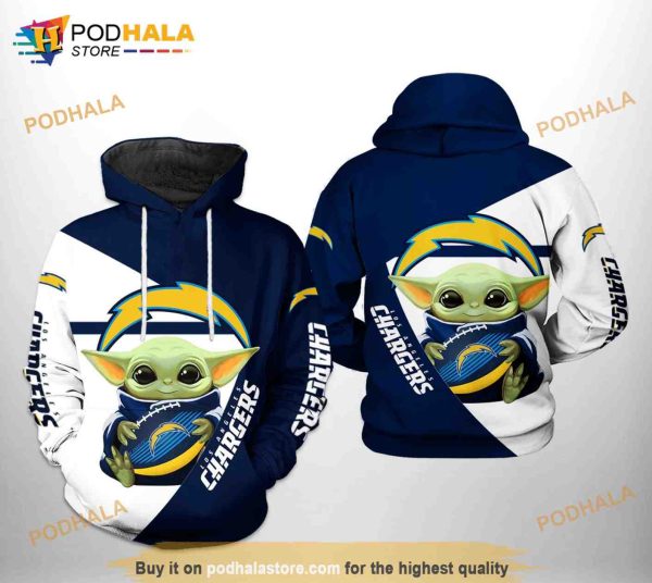 Los Angeles Chargers NFL Baby Yoda Team 3D Hoodie Sweatshirt