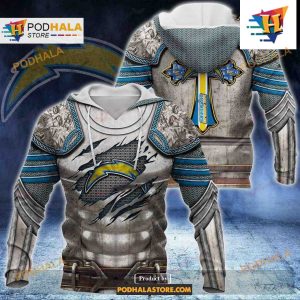 Los Angeles Chargers NFL Knight Templar Armor Shirt NFL Hoodie 3D