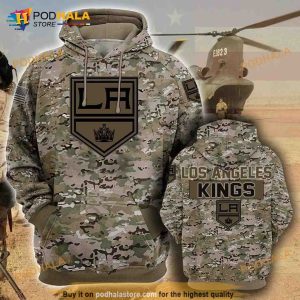 Los Angeles Kings Camouflage Veteran 3D Hoodie