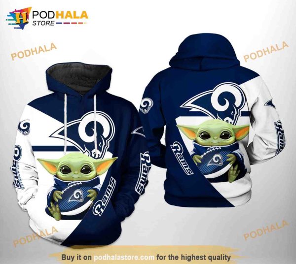 Los Angeles Rams NFL Baby Yoda Team 3D Hoodie Sweatshirt